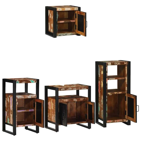 vidaXL Bathroom Furniture Set with Shelf 4 pcs Brown Solid Mango Wood