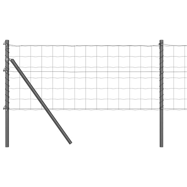 vidaXL Fence with Post Grey 0.4 x 50 m Steel and PVC