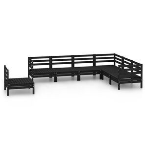 vidaXL 7 Piece Garden Lounge Set Solid Wood Pine Black