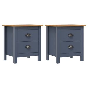 vidaXL Bedside Cabinets Hill 2pcs Grey 46x35x49.5 cm Pine Wood