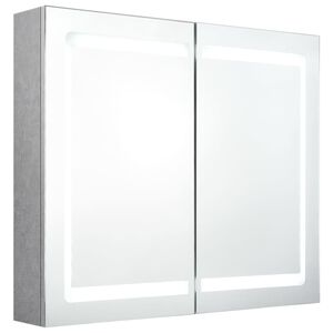 vidaXL LED Bathroom Mirror Cabinet Concrete Grey 80x12x68 cm