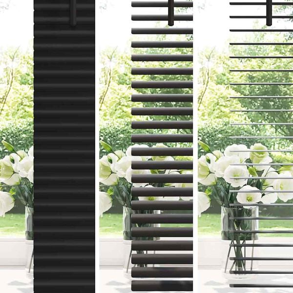 vidaXL Window Blind with Curtains Manual Black Aluminium