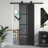 vidaXL Sliding Door Black 76x205 cm Tempered Glass and Aluminium