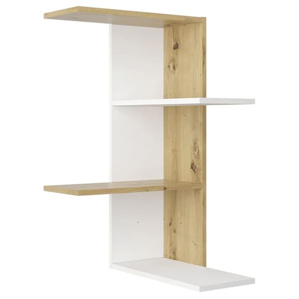 FMD Wall-mounted Corner Shelf White Artisan Oak