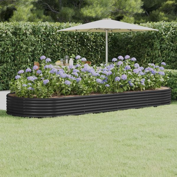 vidaXL Garden Raised Bed Galvanised Steel 373x140x36 cm Anthracite