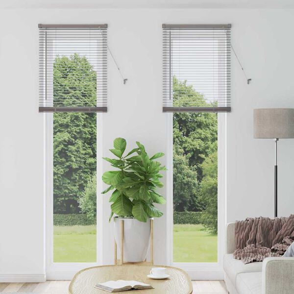 vidaXL Window Blind with Curtains Manual Silver Aluminium
