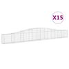 vidaXL Arched Gabion Baskets 15 pcs 400x30x40/60 cm Galvanised Iron