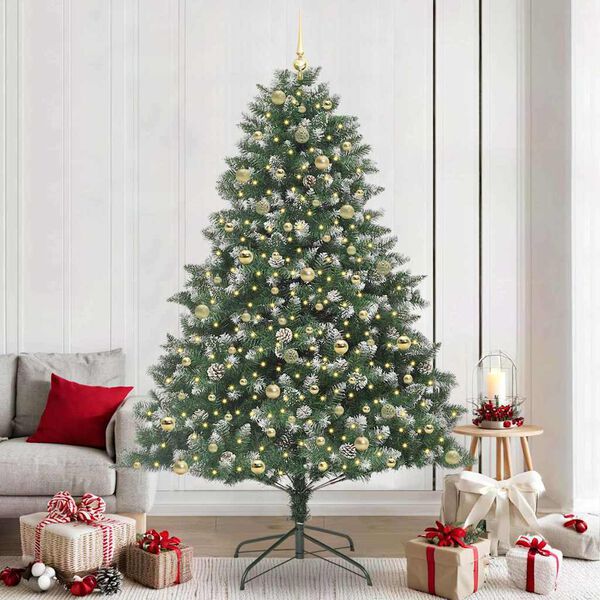 vidaXL Artificial Christmas Tree with 300 LEDs with Stand Green 240 cm