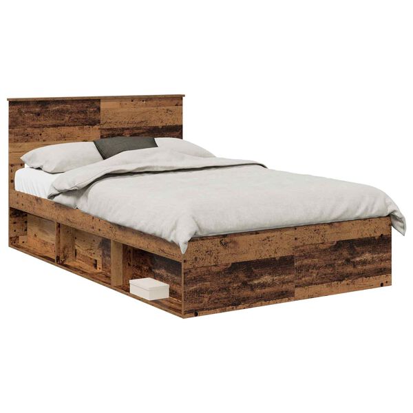 vidaXL Bed Frame with Headboard Old Wood 135 x 190 cm Engineered wood