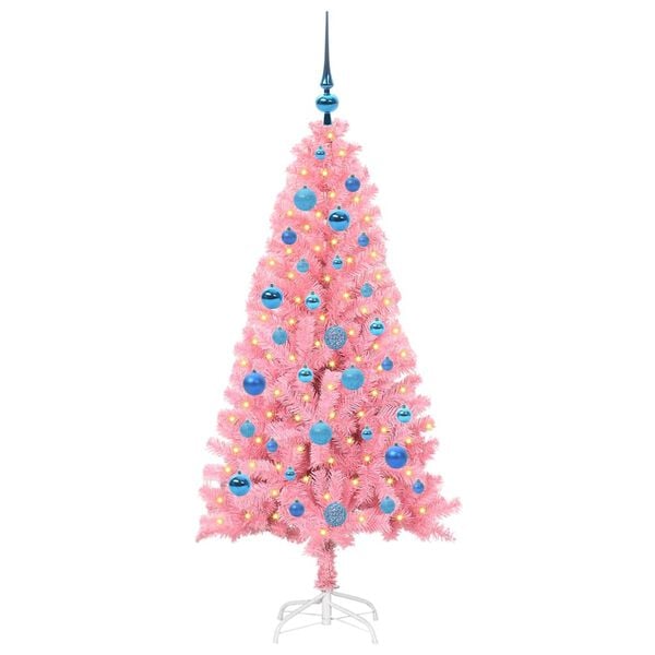 vidaXL Christmas Tree with 150 LEDs with Stand Pink 150 cm PVC