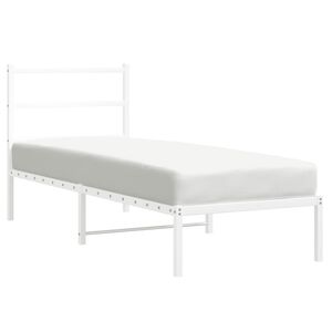 vidaXL Metal Bed Frame without Mattress with Headboard White 80x200cm