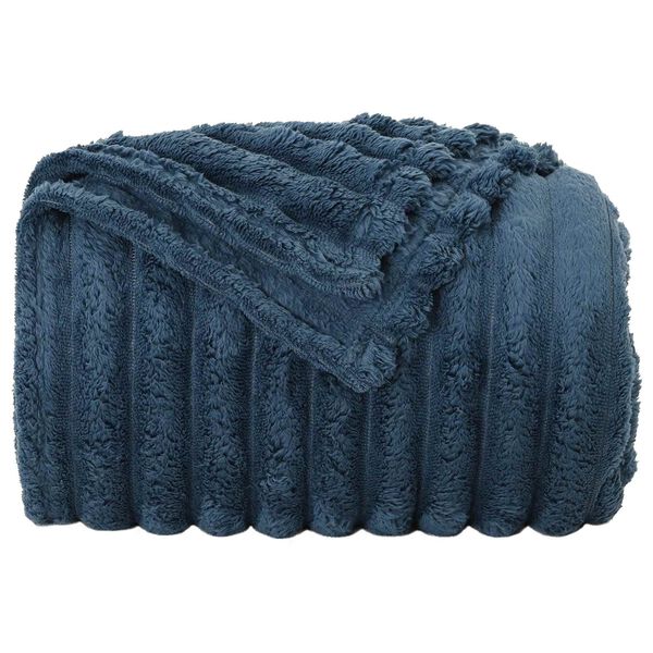 vidaXL Throw Blanket Navy Blue 270 x 240 cm Fleece