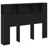 vidaXL Headboard Cabinet with Storage Black Oak Engineered Wood