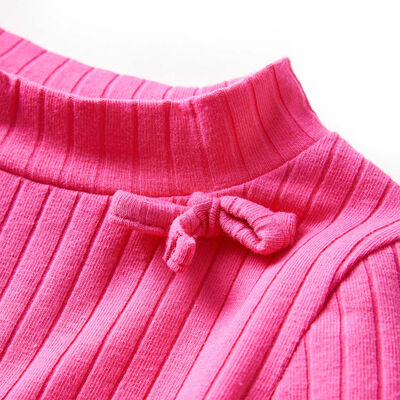 Kids' T-shirt with Long Sleeves Rib-knit Bright Pink 92