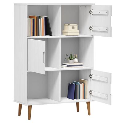 vidaXL Bookcase MOLDE White 90x35x133,5 cm Solid Wood Pine