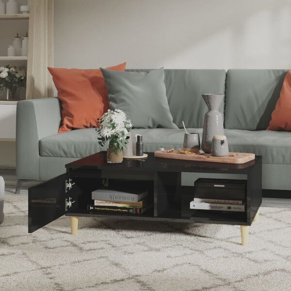 vidaXL Coffee Table High Gloss Black 90x60x35 cm Engineered Wood