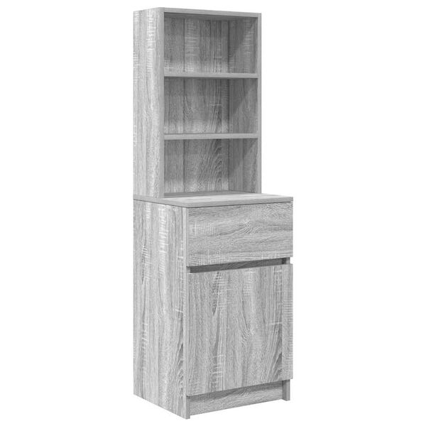 vidaXL Bedside Cabinet Grey Sonoma 39x35x125 cm Engineered Wood