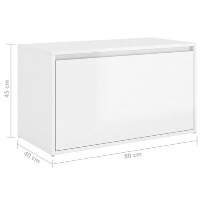 vidaXL Hall Bench 80x40x45 cm High Gloss White Engineered Wood