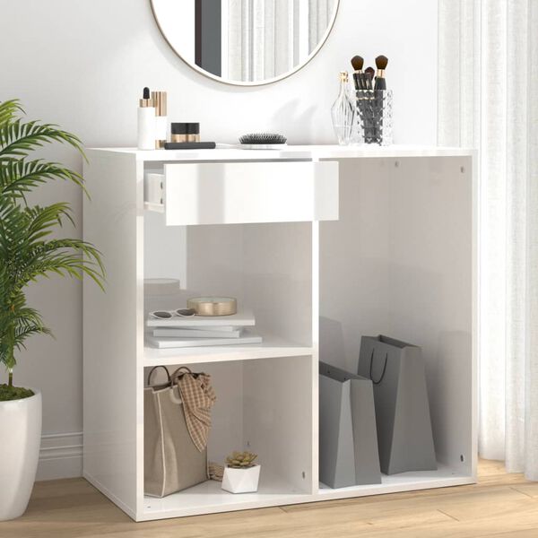 vidaXL Cosmetic Cabinet High Gloss White 80x40x75 cm Engineered Wood