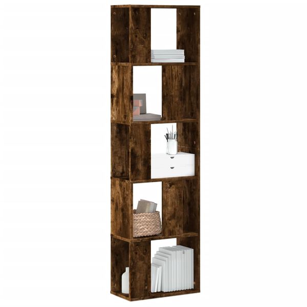 vidaXL Bookcase 5-Tier Smoked Oak 45x23.5x162.5 cm Engineered Wood