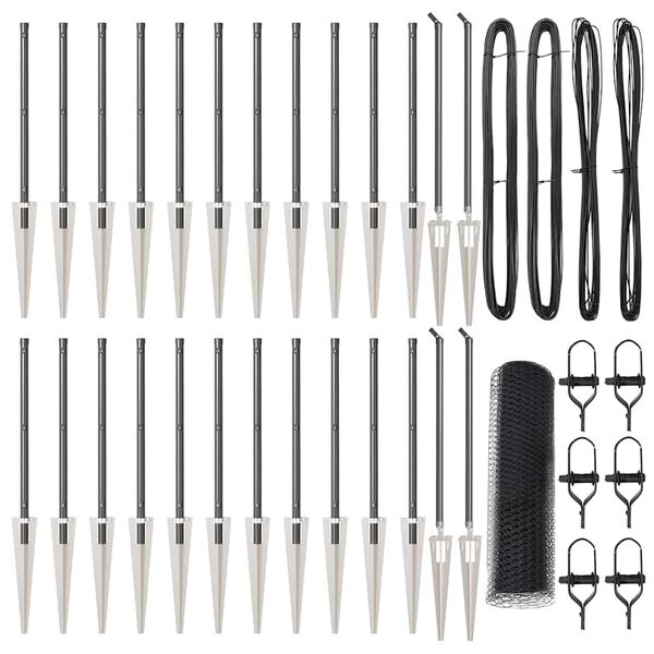 vidaXL Fence Post Grey 50 x 1 m (25 mm mesh) Steel and PVC