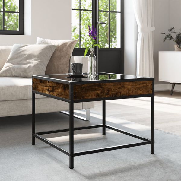 vidaXL Coffee Table with Infinity LED Smoked Oak 50x50x41 cm