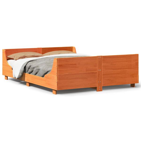 vidaXL Bed Frame without Mattress Wax Brown 120x200 cm Solid Wood Pine