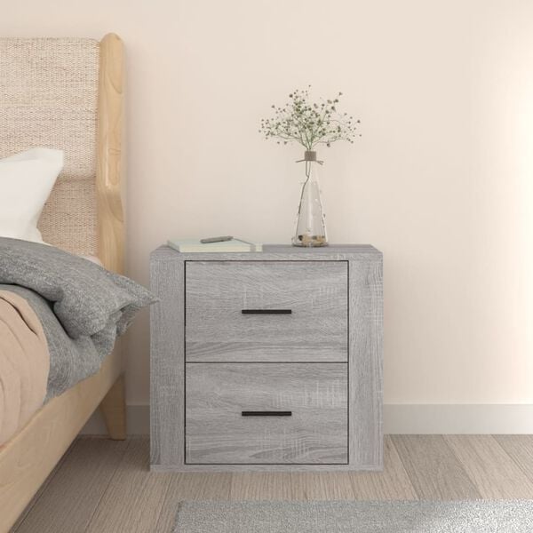 vidaXL Wall-mounted Bedside Cabinet Grey Sonoma 50x36x47 cm