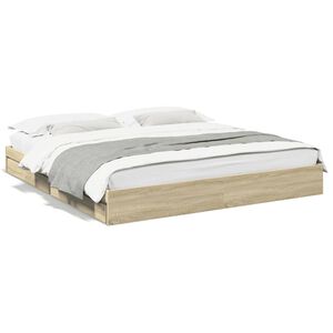 vidaXL Bed Frame with Drawers without Mattress Sonoma Oak 180x200 cm Super King
