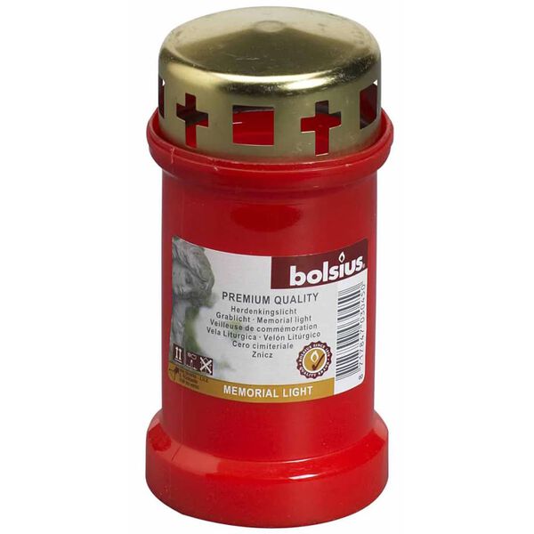 Bolsius 12x Memorial Lights with Cover No 3 Red