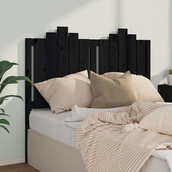 vidaXL Bed Headboard Black 126x4x110 cm Solid Wood Pine