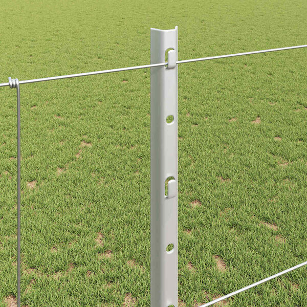 vidaXL Fence with Post Silver 1.2 x 25 m Steel