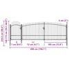 vidaXL Garden Fence Gate with Spear Top 5x2.25 m Black