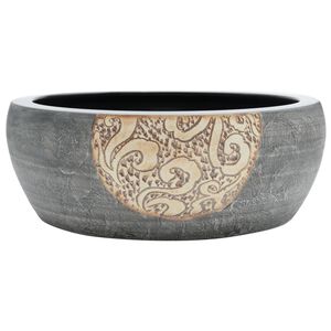 vidaXL Countertop Basin Black and Brown Round &Phi;41x14 cm Ceramic