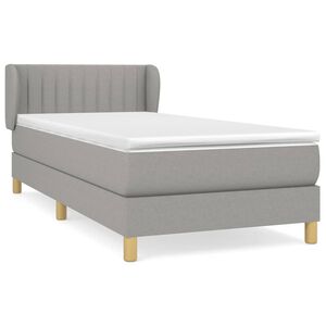 vidaXL Box Spring Bed with Mattress Light Grey 80x200 cm Fabric
