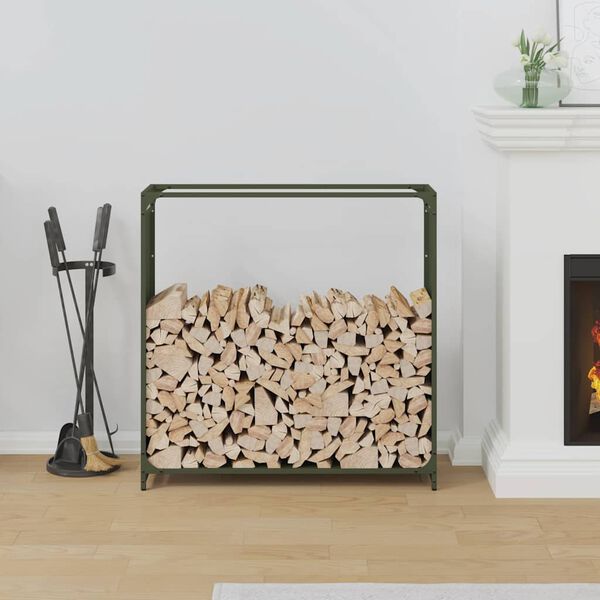 vidaXL Firewood Rack Olive Green 90x28x90 cm Cold-rolled steel