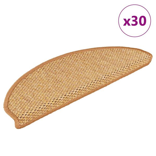 vidaXL Stair Mats Self-adhesive Sisal-Look 30 pcs 65x21x4 cm Sisal