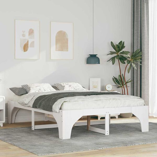 vidaXL Bed Frame White 160 x 200 cm Solid Pine Wood
