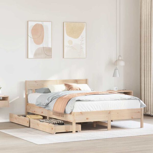 vidaXL Bed Frame without Mattress 140x190 cm Solid Wood Pine