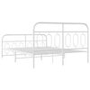 vidaXL Metal Bed Frame without Mattress with Footboard White 135x190cm