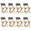 vidaXL Folding Garden Chairs 8 pcs Black Solid Wood Acacia