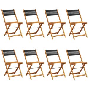 vidaXL Folding Garden Chairs 8 pcs Black Solid Wood Acacia