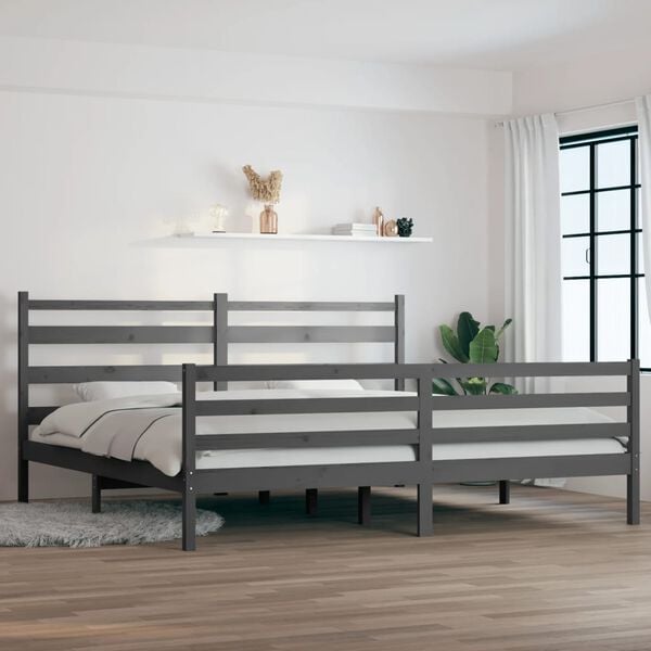 vidaXL Bed Frame without Mattress Solid Wood Pine 200x200 cm Grey