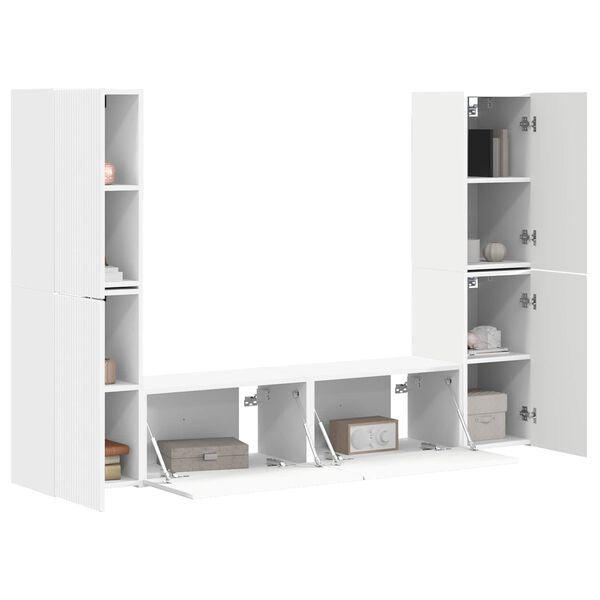 vidaXL TV Cabinet Set 6 pcs White Engineered Wood