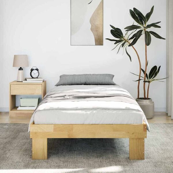 vidaXL Bed Frame without Mattress 75x190 cm Small Single Solid Wood Oak