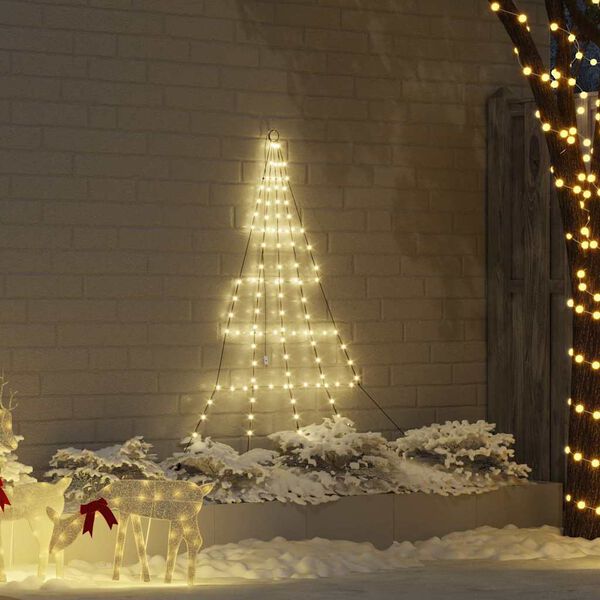 vidaXL LED Christmas Tree with Ground Spikes Warm White 182 cm Metal