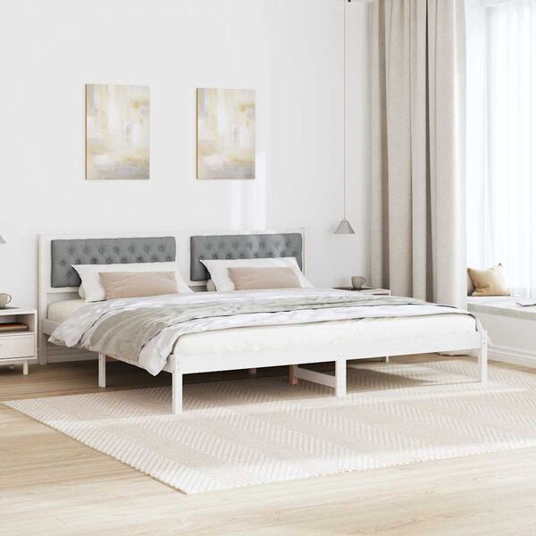 vidaXL Bed Frame Light Grey 200 x 200 cm Solid Pine Wood