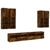 vidaXL 7 Piece TV Wall Cabinet Set with LED Lights Smoked Oak