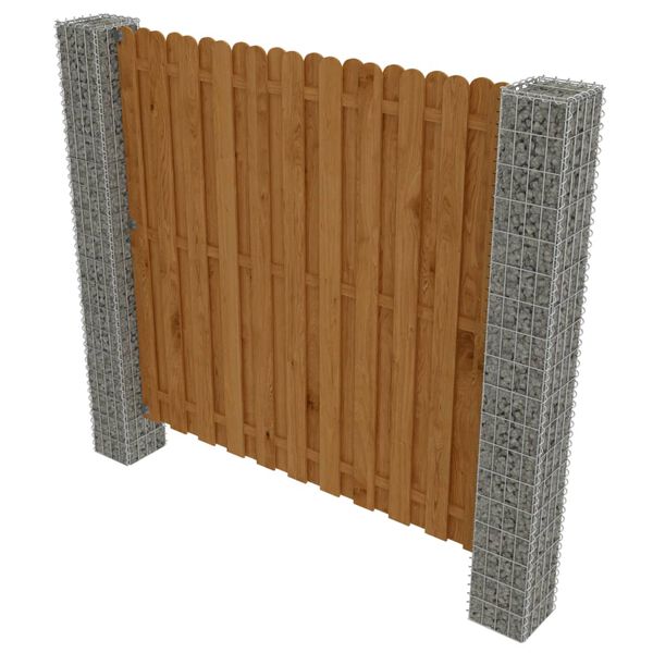 vidaXL Garden Fence Panel with Gabion Posts Pinewood 180x180 cm