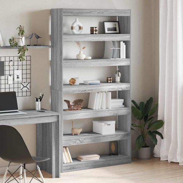 vidaXL Book Cabinet Grey Sonoma 100 x 30 x 198 cm Engineered Wood